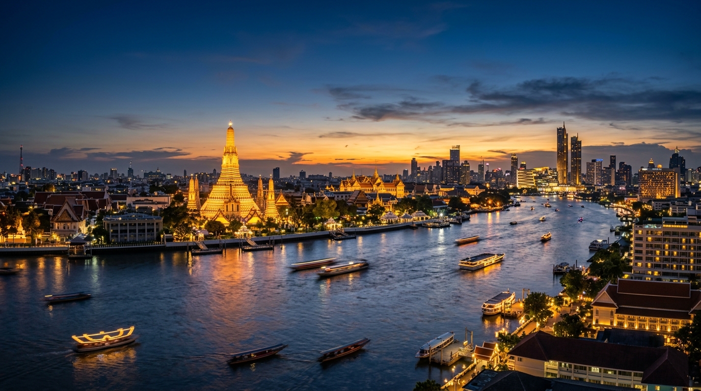 Bangkok Chao Phraya & Wat Arun Twilight