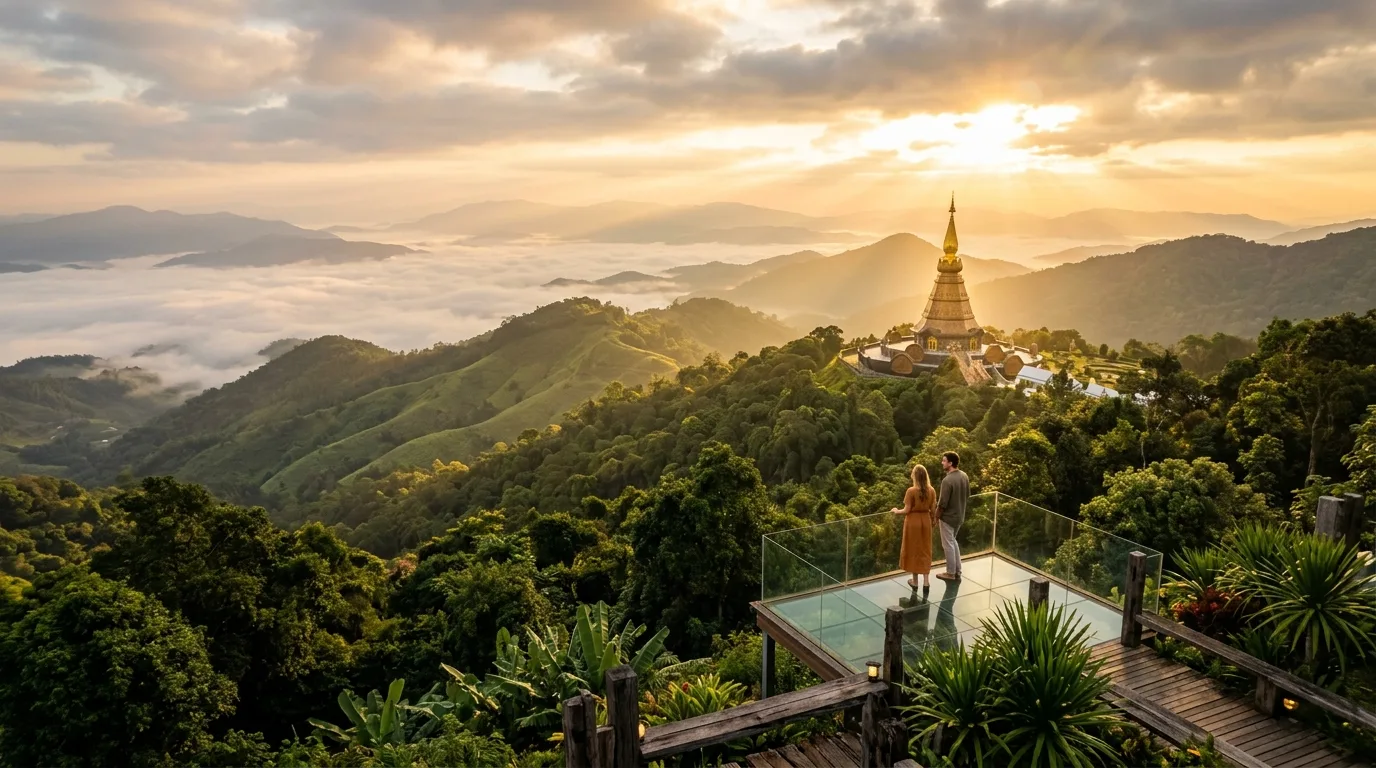Chiang Mai Northern Mountains & Pagodas at Sunrise