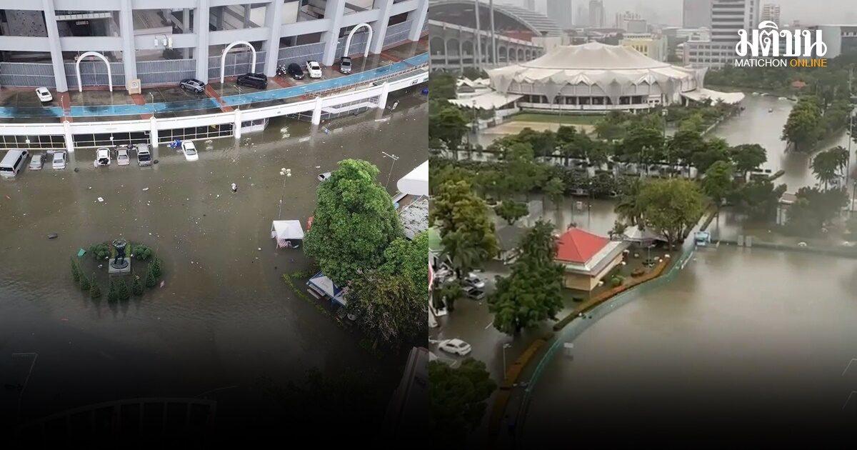 Schwere Überschwemmungen treffen den Hua Mak Sportkomplex in Bangkok