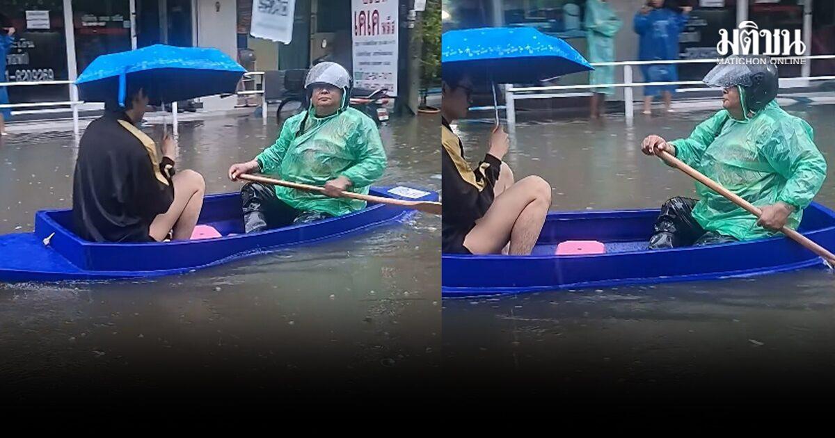 Schwere Überschwemmungen führen zu kreativen Transportlösungen in Soi Suea Yai