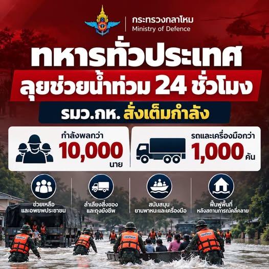 Le ministère thaïlandais de la Défense mobilise 10 000 personnes pour les secours et le rétablissement après les inondations