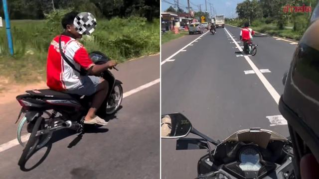 Video virale mostra un motociclista che fugge dalla polizia solo sul cerchione