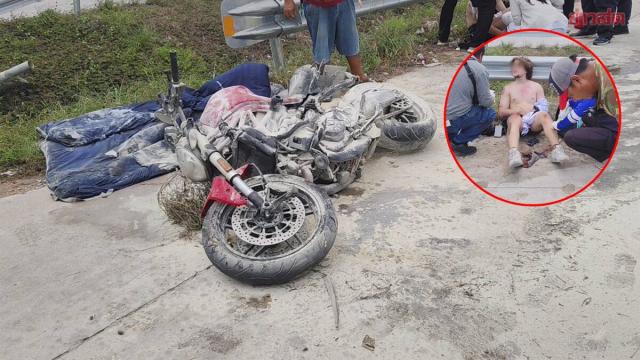 Motociclista russo é elogiado por ajudar outro condutor após colisão em Pattaya