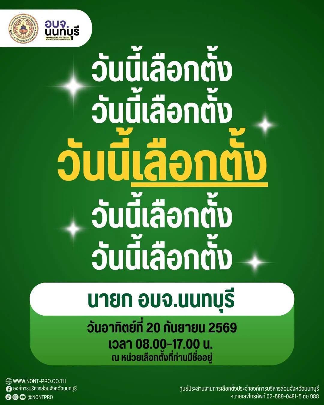 Risultati delle elezioni per il presidente dell'Organizzazione Amministrativa Provinciale di Nonthaburi attesi per stasera