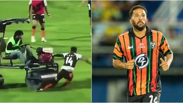 Footballer Townsend Survives Unusual Pitch Roller Accident