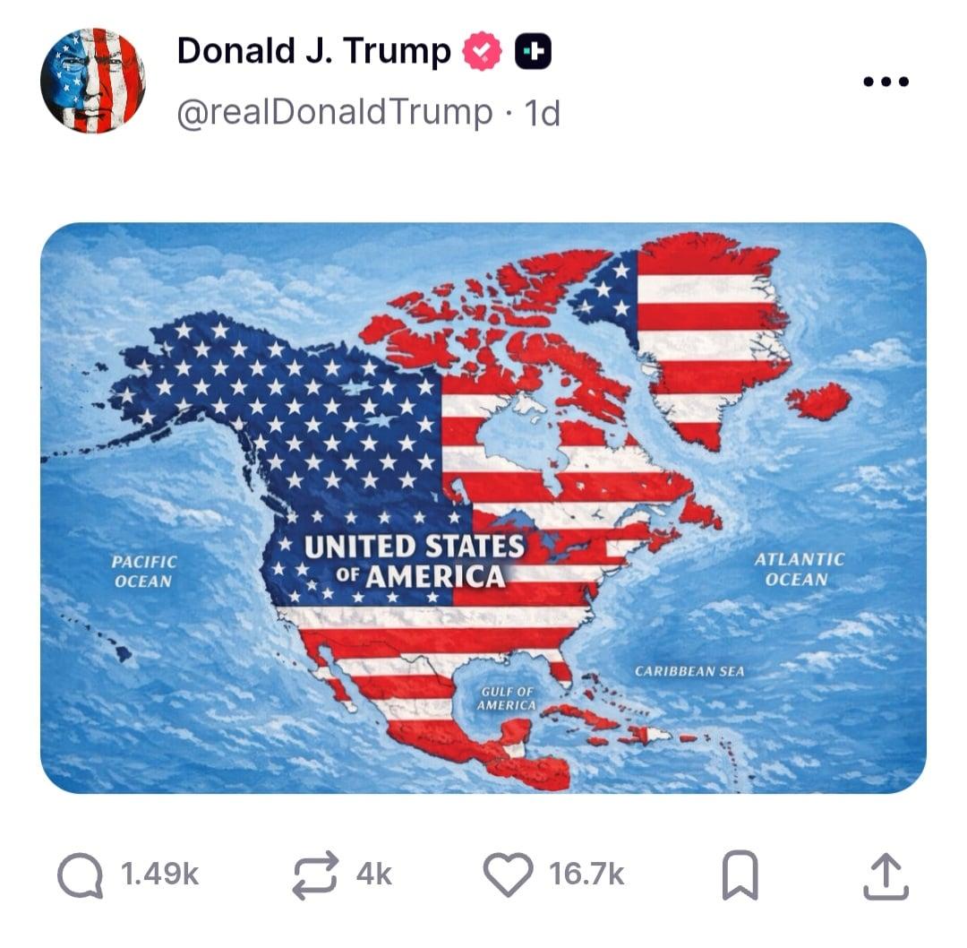 Donald Trump sorgt mit Karte, die Kanada und Island einbezieht, für Kontroversen