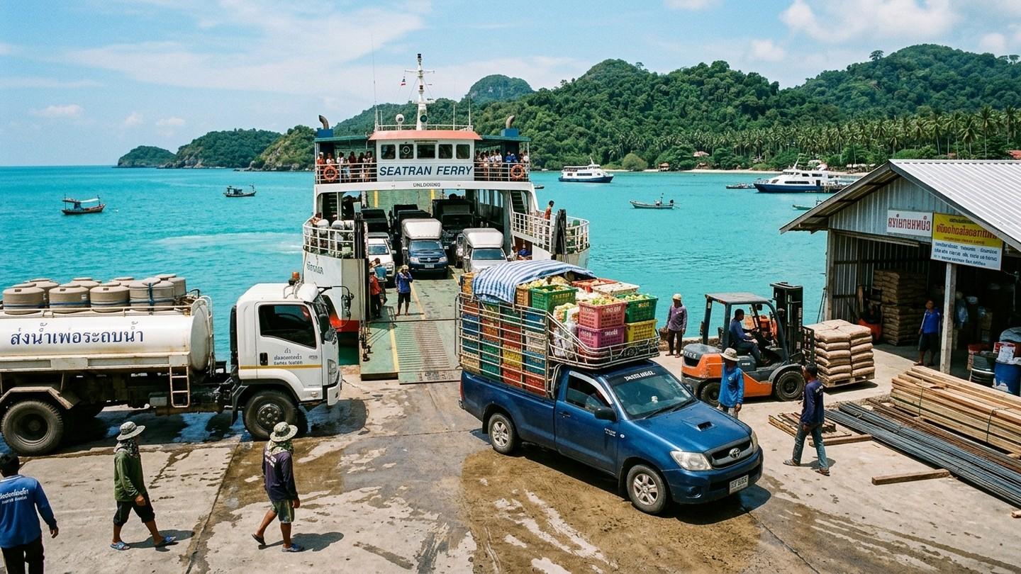 Koh Samui tropical coastline depicting the logistics and real estate costs of the Island Premium