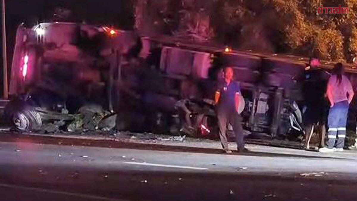 Collision Between Sedan and Pig Transport Truck in Saraburi