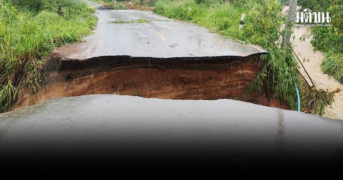 Heavy Rains and Flash Floods Sever Road in Buriram