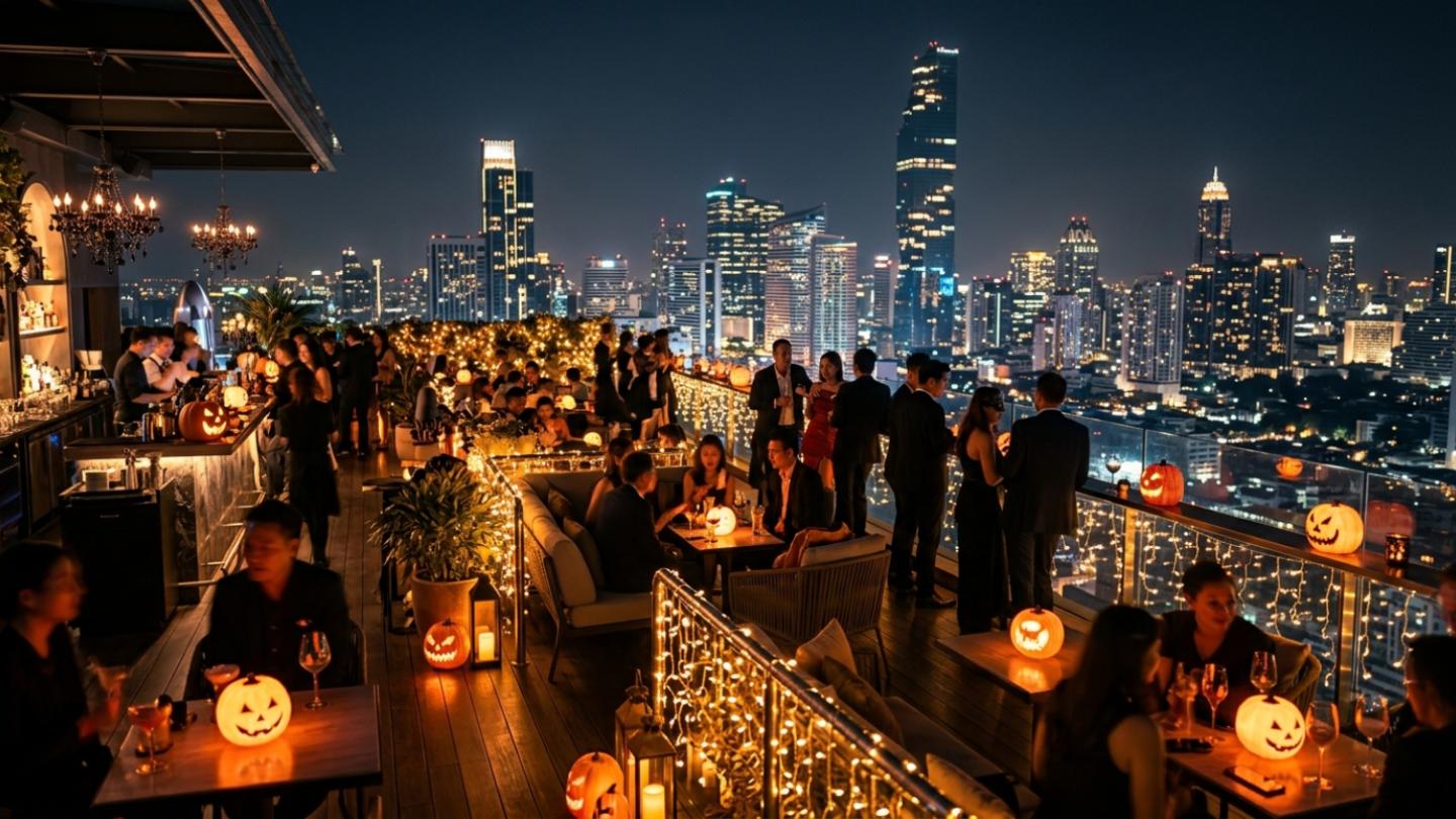 Halloween themed rooftop lounge in Bangkok